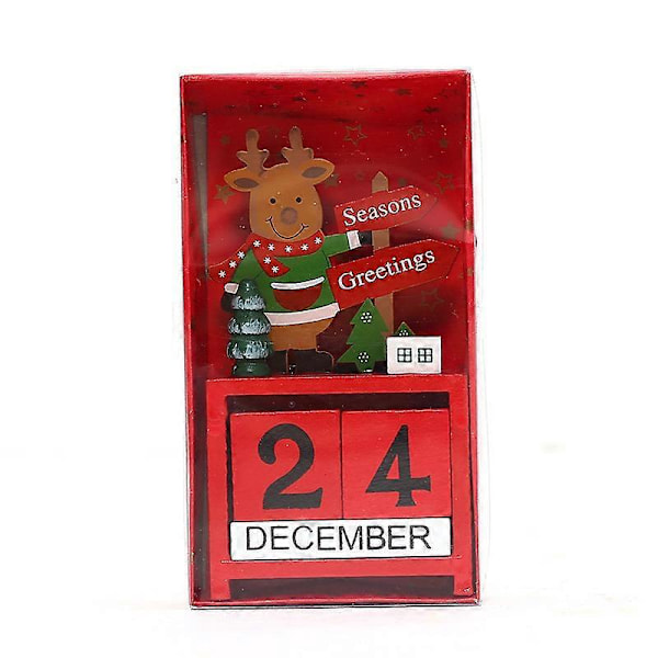 Julekalender Nedtællingskalender Træklodser Julekalender til Skrivebord Julemand Elg Skrivebord Hånddekoration, Skrivebordskalender Flip Kalender
