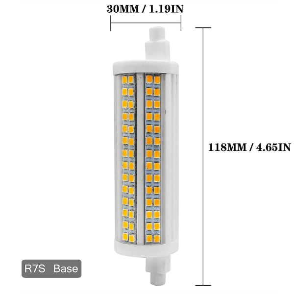 20W 2500LM R7s 118 LED-pære til J118 500W metalhalogenlampe med dæmpbart gennemsigtigt dæksel - varm hvid 3000K