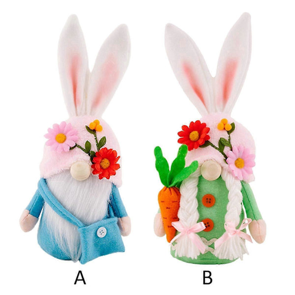 Påsk Tomte Påskdekorationer Handgjorda Påsk Tomtar Plyschdocka Påskhare Tomtar Dekor med Blommor för Hemmakontor Utomhus Påskprydnader A