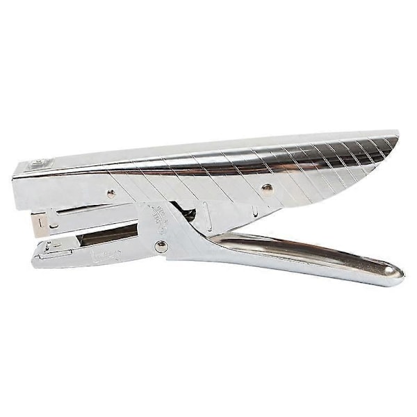 Let desktop hæftemaskine med hæfteklammer, hæftemaskine til kontor, let at fylde ergonomisk skrivebordshæftemaskine i metal, (sølv)