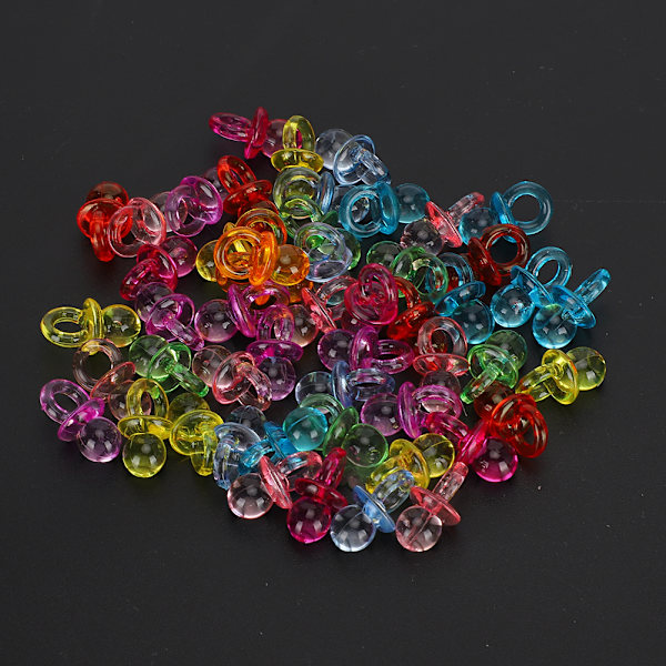100 st Acrylnappar Festdekoration Baby Dop Dopgåva Mini Färgade Leksaker