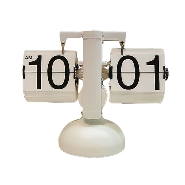 Digital Flip Down Clock Mute Accurate Mechanical Tabletop Flip Clock for Living Room Study Single Foot All White