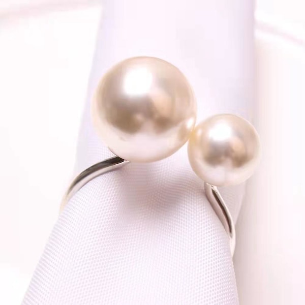 Set med 12 Silver Pearl Servett Ringar Eleganta Hållare för Formell eller Avslappnad Matbord Dekoration