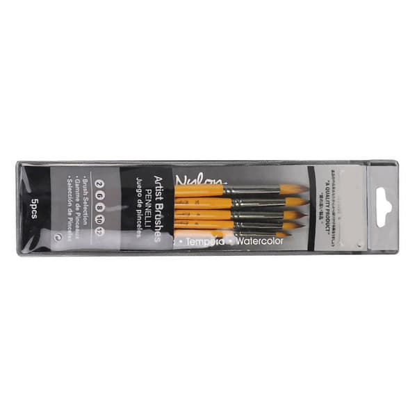 5 st penselset nylonborst kopparrör träpennhållare akvarellpenslar kit orange