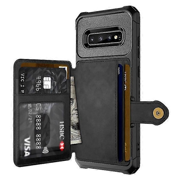 Til Samsung Galaxy S10+ Magnetisk Wallet Kort Taske Læder Telefon Cover Zekai Sort