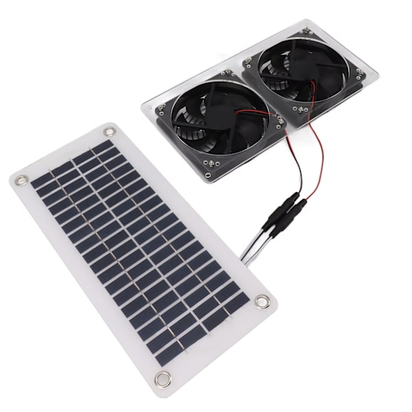 50W solcellepanel-ventilatorsæt solcelledrevet panel med dobbelt soludstødningsventilator til udendørs drivhus, skur, hønsehus