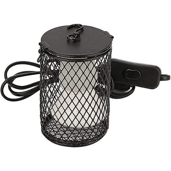 Reptil Varmelamper, 100W Infrarød Keramisk Varmepære med Beskyttende Holder Terrarium Varmelampe til Reptiler og Padder. Pære Ikke Inkluderet (Sort)