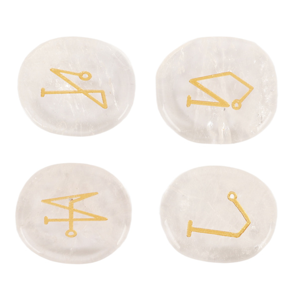 Rune Stones Bærbar Healing Krystall Chakra Stones Witch Rune Stone for Reiki Balanse Meditasjon Hvit