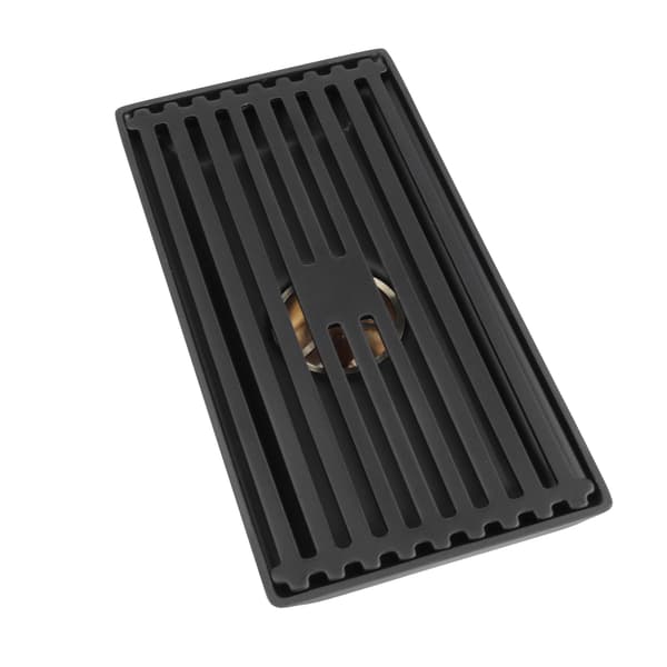 Sort Gulvsluk med Avtakbart Deksel Rustfritt Stål Baderom Kjøkken Tilbehør 10x20cm