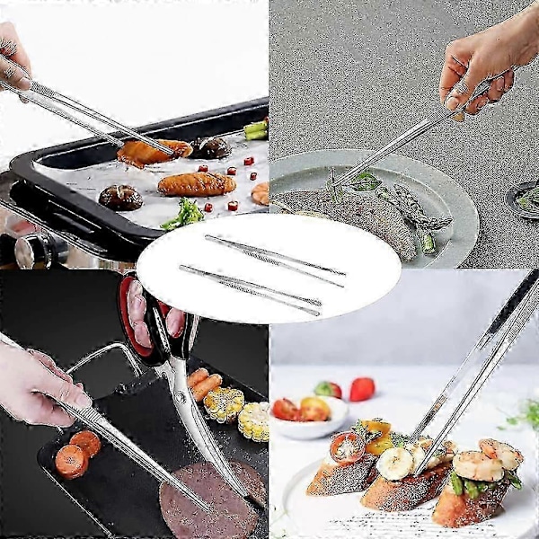 Matlagingspinsett rustfritt stål lang, 2 stk matlagingspinsett rustfritt stål, grillpinsett (30cm)
