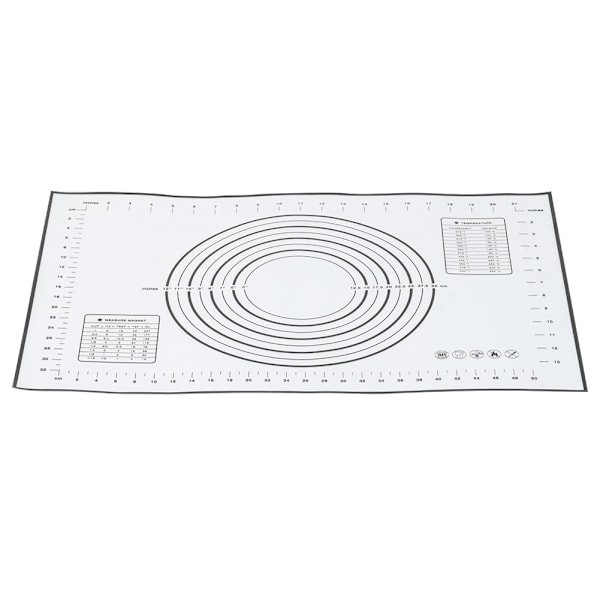 60x40cm Svart Silikon Kjevle Deigmatte med Skala Kjøkken Bakeverktøy