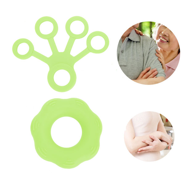Finger Pull Ring Fingertræning Modstandsbælte Håndstyrketræner Ring Expander Lysegrøn