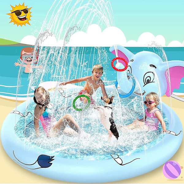 Vattenlekmatta för barn, Uppblåsbar Plaskpool, Leksaker för barn, Utomhus Splash Mat Aktiveringsmatta Spel Present Pojkar Flickor Tonåringar 3+ år