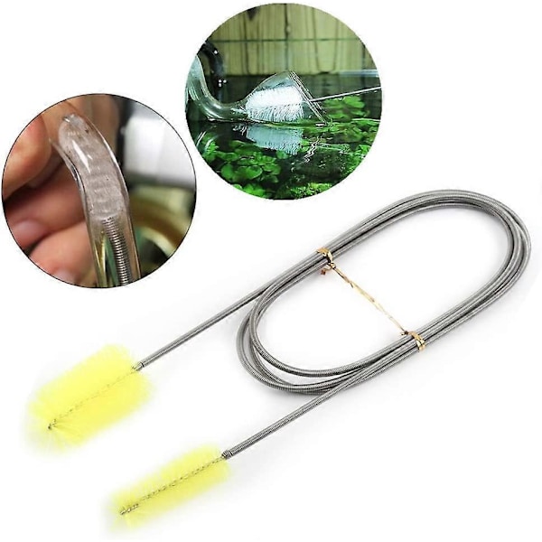 Flexibel Vattenrörsrengöring Rengöringsborste Dubbelhuvud Rörledning Akvarium Fjäder (Citronträd)