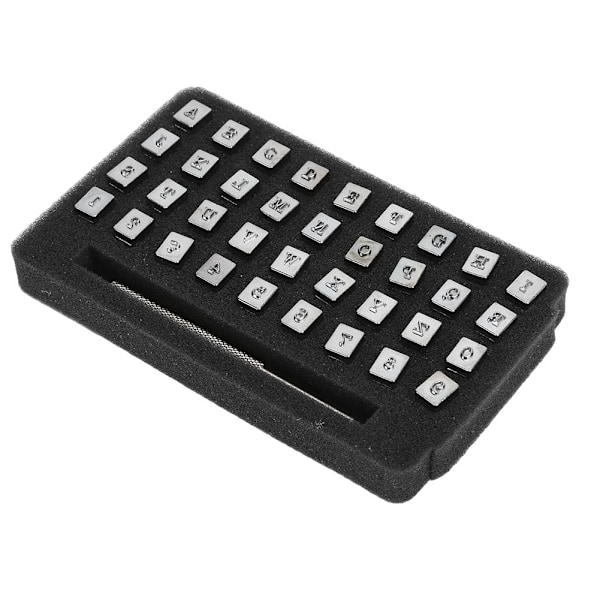 36 stansar i metall, 3 mm, bokstäver, läder, prägling, snidning, märkning, hantverksverktyg