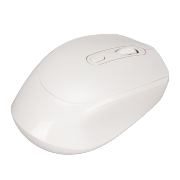 Trådlös mekanisk mus ergonomisk design 3 nivåer justerbar DPI 1600DPI 2.4G USB uppladdningsbar mus vit