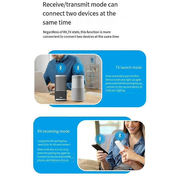 BT 5.2 Lähetin-vastaanotin 2-in-1 Qualcomm Audio -adapterille