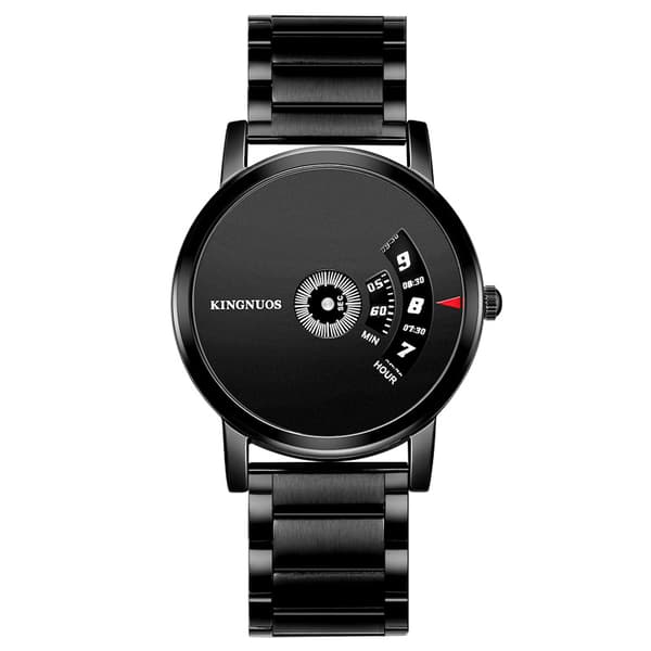 Eksplosioner kreativ pointerløs skive forretningsur Sort stålbånd Black steel strip Black dial