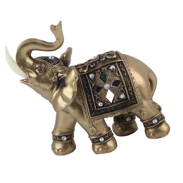 Guldfarve Elegant elefantstatue Ornament Figur Hjemmekontor Dekoration Gave (M)