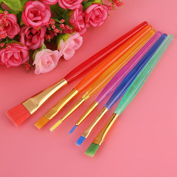6kpl / set Värikäs Nylon Hiusmaalaussivellin akvarellimaalaussivellin lapsille Taidetarvikkeet
