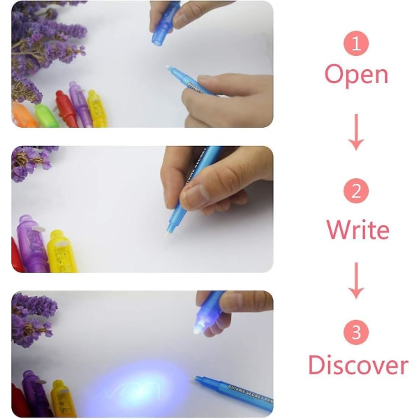 14-delad Invisible Ink Spy UV Pen Set för barn med UV LED-lampa - perfekt för födelsedagar, fester, aktiviteter, festivaler och presenter