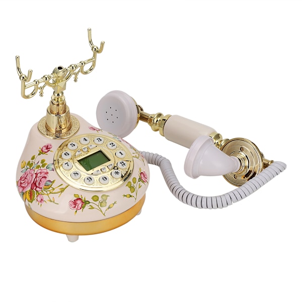 MS-9100 Rund bas keramisk europeisk ros retro telefon för automatisk detektering till FSK / DTMF Caller ID