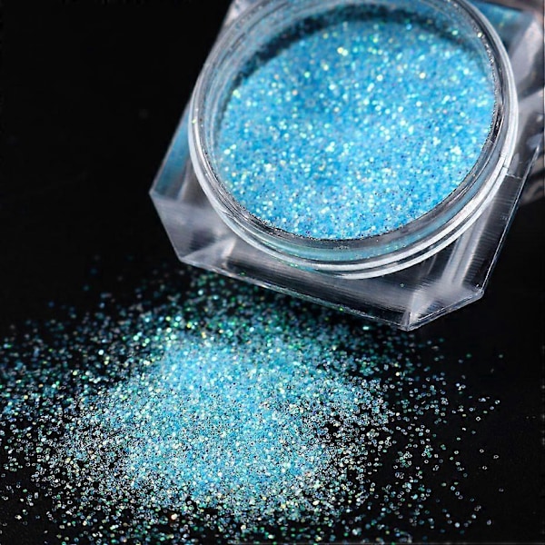 12 Flasker Neglelitterpulver, Reflekterende Neglekunstpulver, Holografisk Sukkereffekt, Krompigment, Manikyrdekorasjon F-091-01