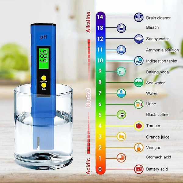 Digital PH-mätare, Digital LCD Vattenkvalitetstestare, 0.01 Ph Noggrannhet, Mätområde för 0-14 Ph, för Dricksvatten, Akvarier, Hydroponik, Simning