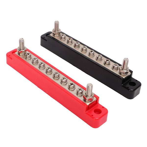 1 par strømfordelingsblokk 10 terminal 48V 150A M6 stud M4 skrue samleskinne for bilbåt 2PCS M6 studs, 8PCS M4 skrue