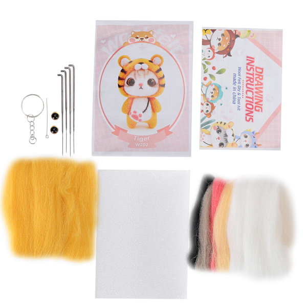 Nålfiltning Ull Kemisk Fiber Plyschdocka Tillverkning DIY Material Nål Handgjord Hantverk(202# Tiger )