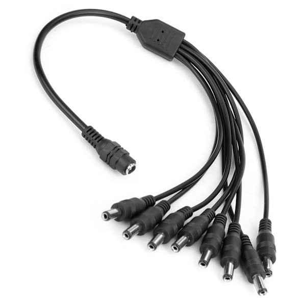 DC 12V 1 hona till 8 hane power kabeladapter omvandlare för CCTV-kamera