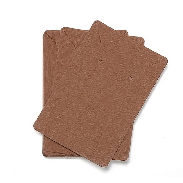 100 stk ørepyntkort 6x9cm tomt kraftpapirmerke med 100 OPP-poser for visning av halskjeder armbånd brun