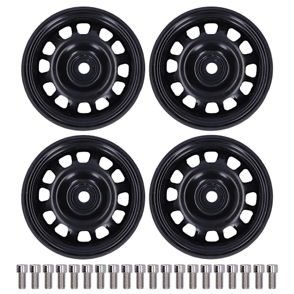 4 stk. 1/10 RC Beadlock-navhjul, 12 hull, metallnavhjul, erstatning for AXIAL/HSPBlack