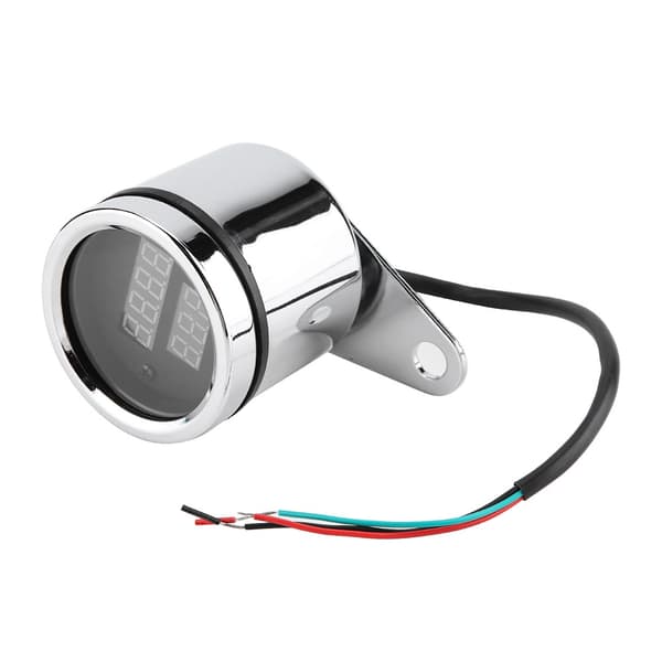 2 i 1 Motorsykkel LED Digital Voltmeter Turteller Måler Metall Odometer Speedometer