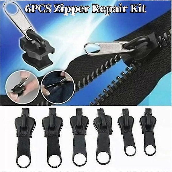 6 stk. Fix Zip Puller, Zip Slider Reparations Instant Kit, Instant Lynlås Sæt, Fix Lynlås Aftagelig Rednings Udskiftningspakke, Instant Lynlås Sæt
