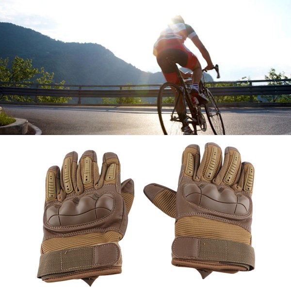 Motorcykelhandskar Hårda Knogar Andningsbara Bra Grepp Anti Slip Hel Finger Powersports Handskar för Lumbering Tung Industri Brun M