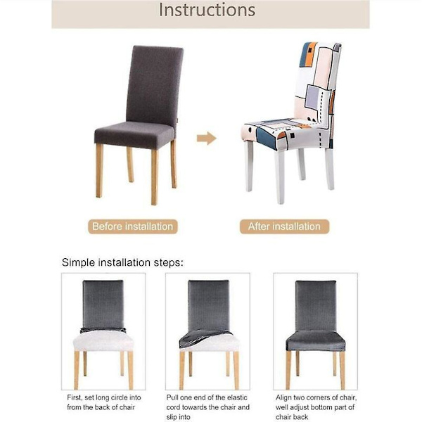 Eleganta turkosgrå stolsöverdrag - Set om 4 | Moderna elastiska stretchöverdrag för bröllop, hotell och restaurangdekoration
