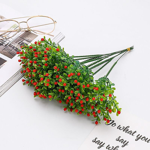 Simuleret Gypsophila Milanese Granulat Plastik Kunstige Blomster Stue Soveværelse Dekoration Grønne Planter Dekorative Potteblomster (Rød)