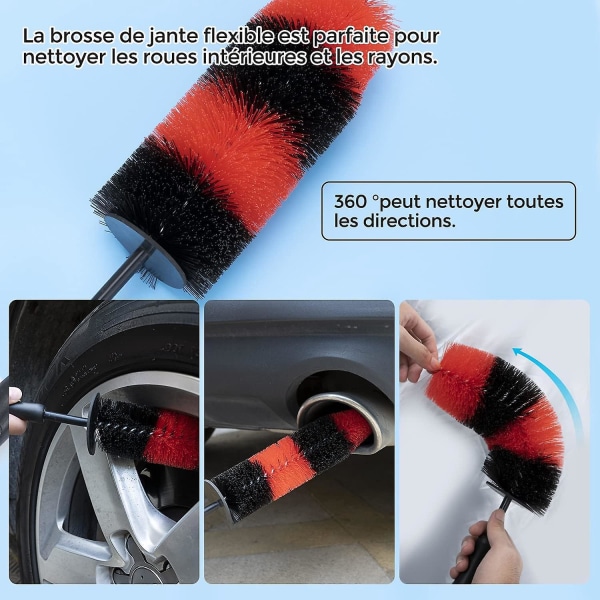Bilrengjøringsbørstesett - 13 stk Rensesett for bilvaskebørster for bilseter og innvendig rengjøring