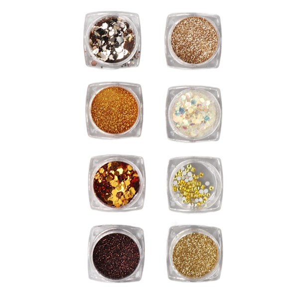 8 st Nail Art Paljetter Ultra Tunna Glänsande DIY Färgglada Nail Art Glitter för hem och nagelsalong
