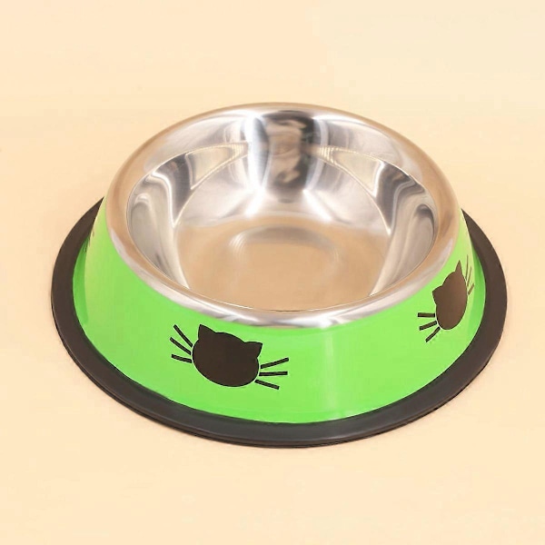 Matskål för husdjur med kattansiktsdesign, enkel rengöring, halkfri, universell för hundar och katter, inom- och utomhusbruk Verde