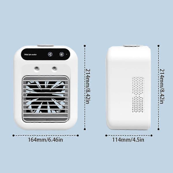 Bærbar klimaanlæg køleventilator 2 hastigheder 1800mah skrivebordsventilator USB Mini-personlig luftkøler til værelsestelt White