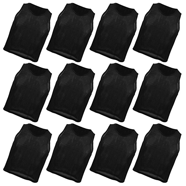 12st Small Mesh Andas Barn Fotboll Träning Träningsväst Svart Barn Gratis Storlek