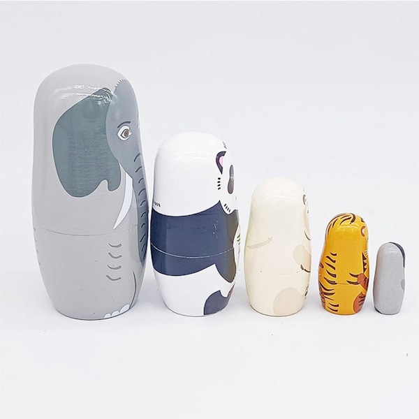 Trädjur Nesting Dolls 5 Lager Ryska Nesting Dolls Present för Barn Vuxna
