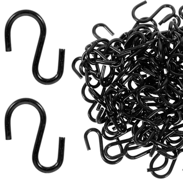 100 sorte S-kroge i metal, kraftige S-kroge (2X1,1 cm, sort)
