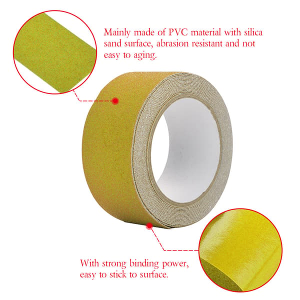 Färgglad 5M*5cm PVC Halkfri Tejp för Trappsteg Golvsäkerhetsdekor (Gul)
