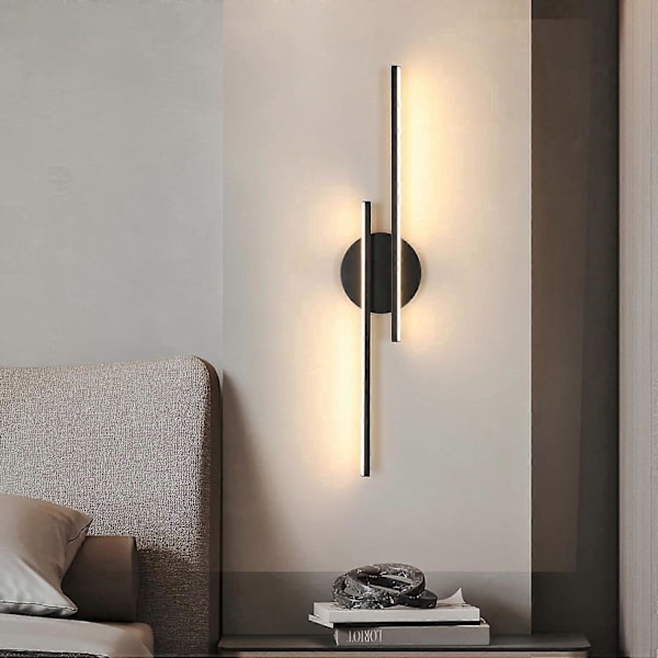 Vägglampa för inomhusbruk, Modern Svart Vägglampa, Varmvitt ljus, Akryl Vägglampor för Sovrum, Vardagsrum, Hotell, Trappa, Hall