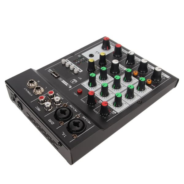 Bluetooth Mixer 4-kanals understøtter U-disk Mini Mixer Board til livestreaming Karaoke-optagelse 100-240V US-stik