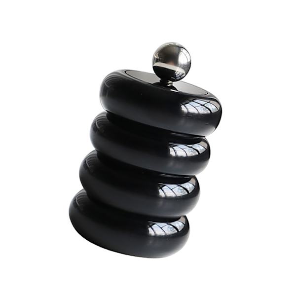 Nordisk stil Qtip-holder Dispenser Desktop Støvsikker Bomuldspind Opbevaringsbeholder Donut Form Makeup Opbevaringsboks med låg Sort 4 lag