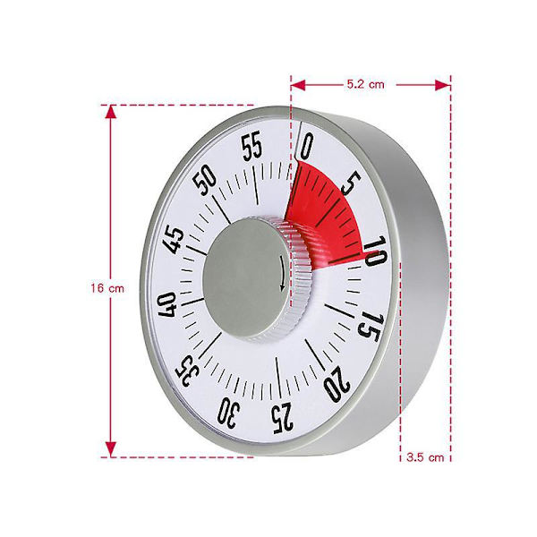 Visuell Timer: 60 Minuter - Perfekt för Undervisning, Samlingar, Matlagning och Arbete - Magnetisk Bakgrund, Vikbara Ben, Hänghål - Röd